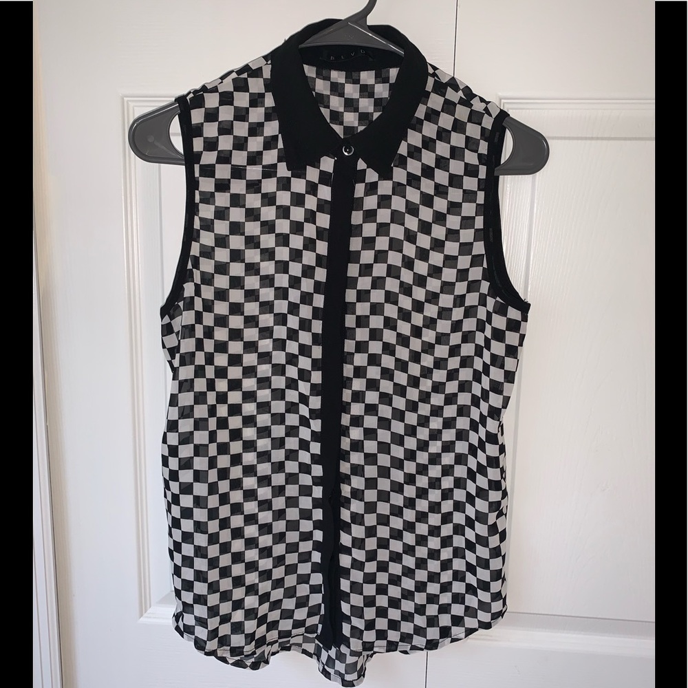 Black and white checkered blouse